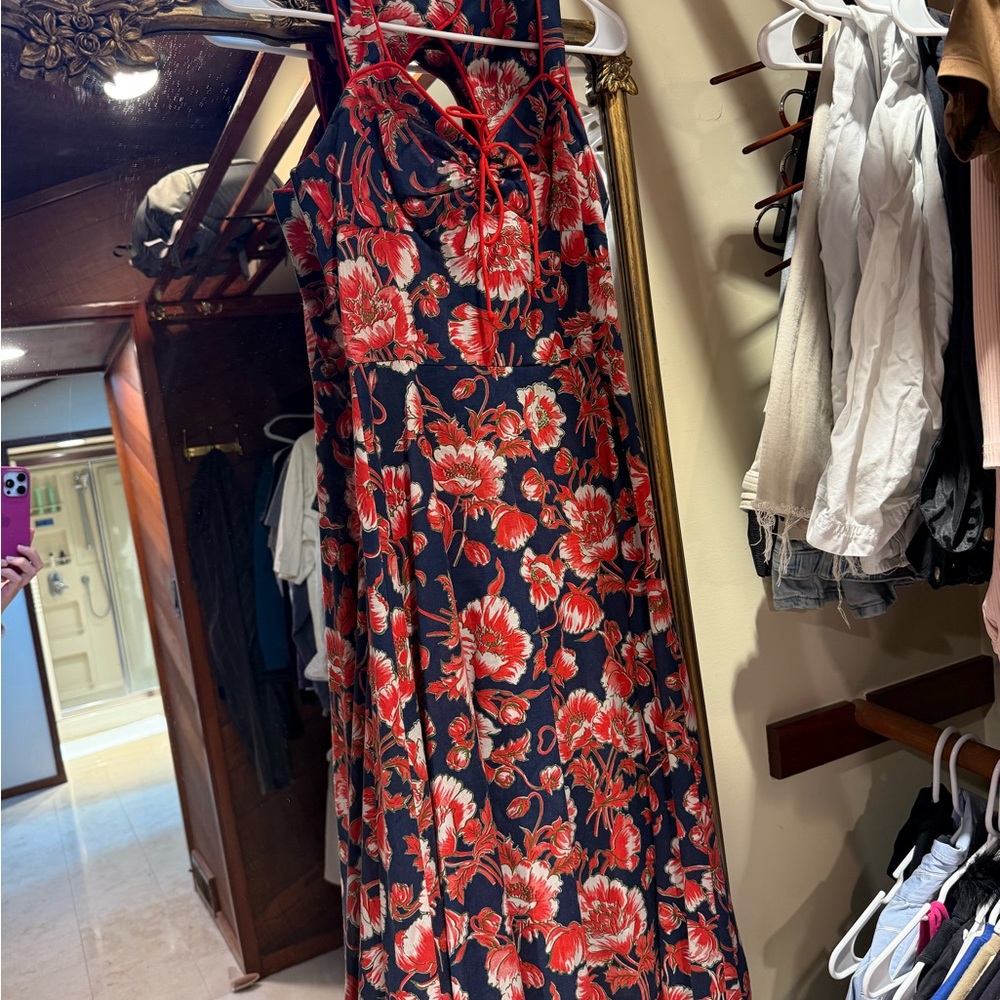 Floral Red and Black Women's Dress